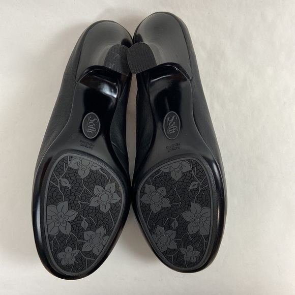 Sofft Leather Ruched Black Slip On Mules Closed Toe Heels Open Back Pumps - Picture 11 of 16
